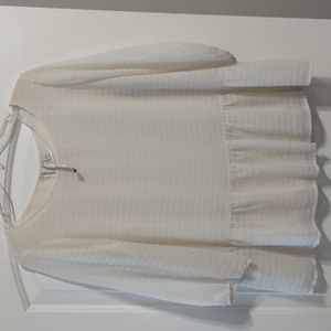 LC Lauren Conrad Cream Sheer Lined Career Blouse L